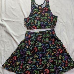 Fun neon swim set top with matching skirt cover up